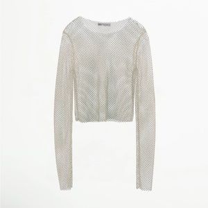 Zara SHIMMER MESH CROP TOP